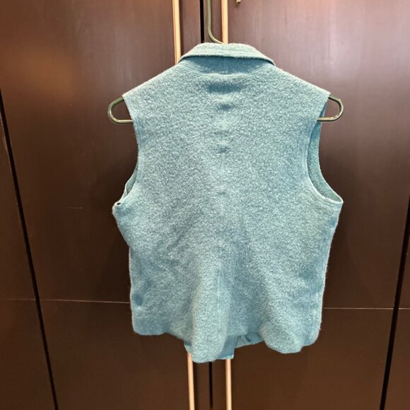 Norm Thompson Blue-ish Green boiled wool vest  size Large - Picture 3 of 7